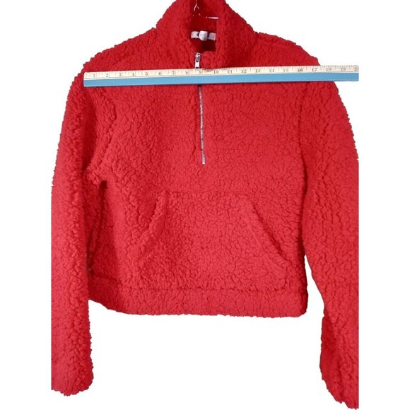 Garage Womens Red Fuzzy Half Zip Sweater Size Small - Picture 4 of 7